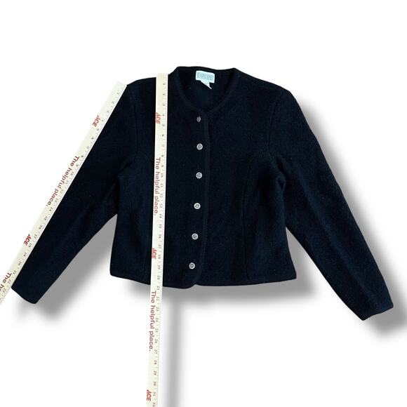 Lands’ End Vintage 100% Wool Black Cardigan Jacket Women’s 12 - Picture 4 of 7